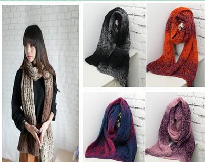 【韓國冬季宋茜同款針織粗毛線漸變色圍巾情侶圍脖 SC164】價格_廠家_圖片